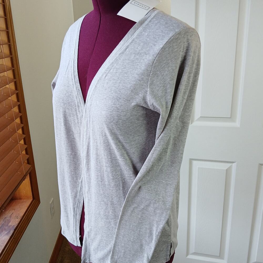 Ninexis Grey Lightweight Cardigan L poly-cotton jersey long sleeve open front